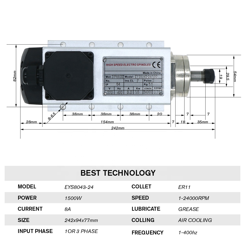 HLTNC 1.5kw Flash air Cooled S - đánh giá và giá Air Cooled 1.5Kw Spindle Motor Inverter 110V