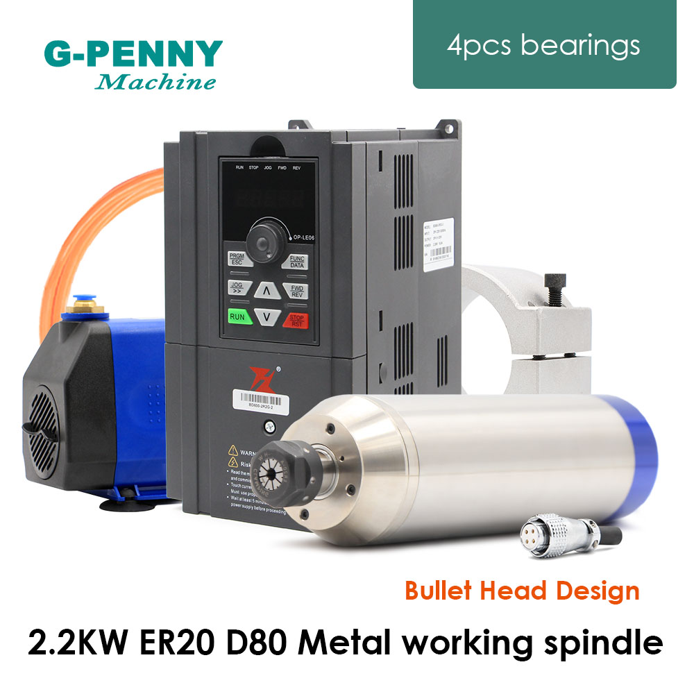 2.2kw ER20 D80 Metal Spindle W - đánh giá và giá 2.2Kw Water Cooled Spindle Kit Vfd